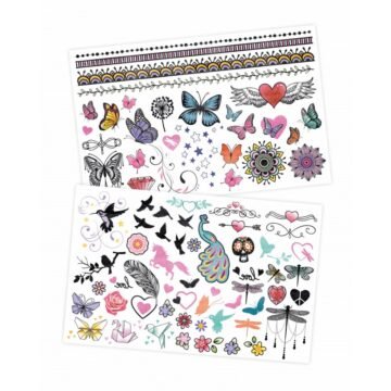 Tatouages Temporaires – 75 Motifs Pailletés – Buki