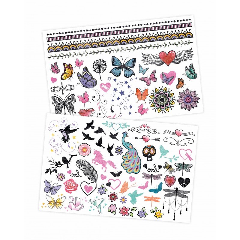 Tatouages Temporaires – 75 Motifs Pailletés – Buki