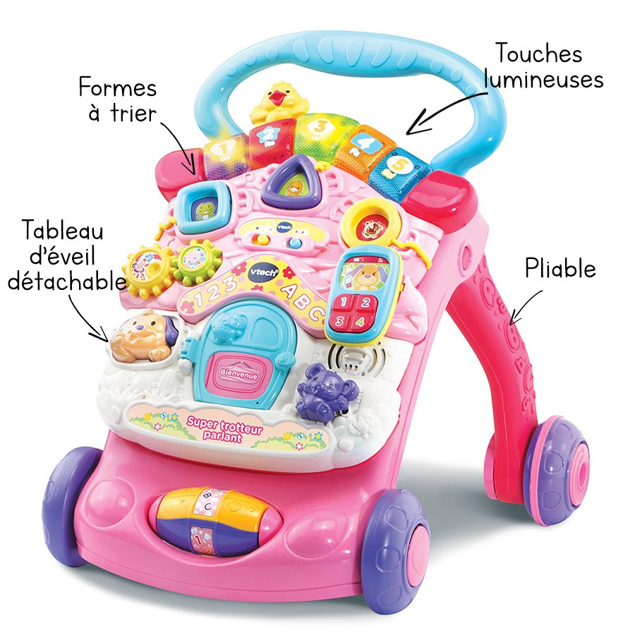 Trotteur Parlant – Super Trotteur 2 en 1 Rose – VTech