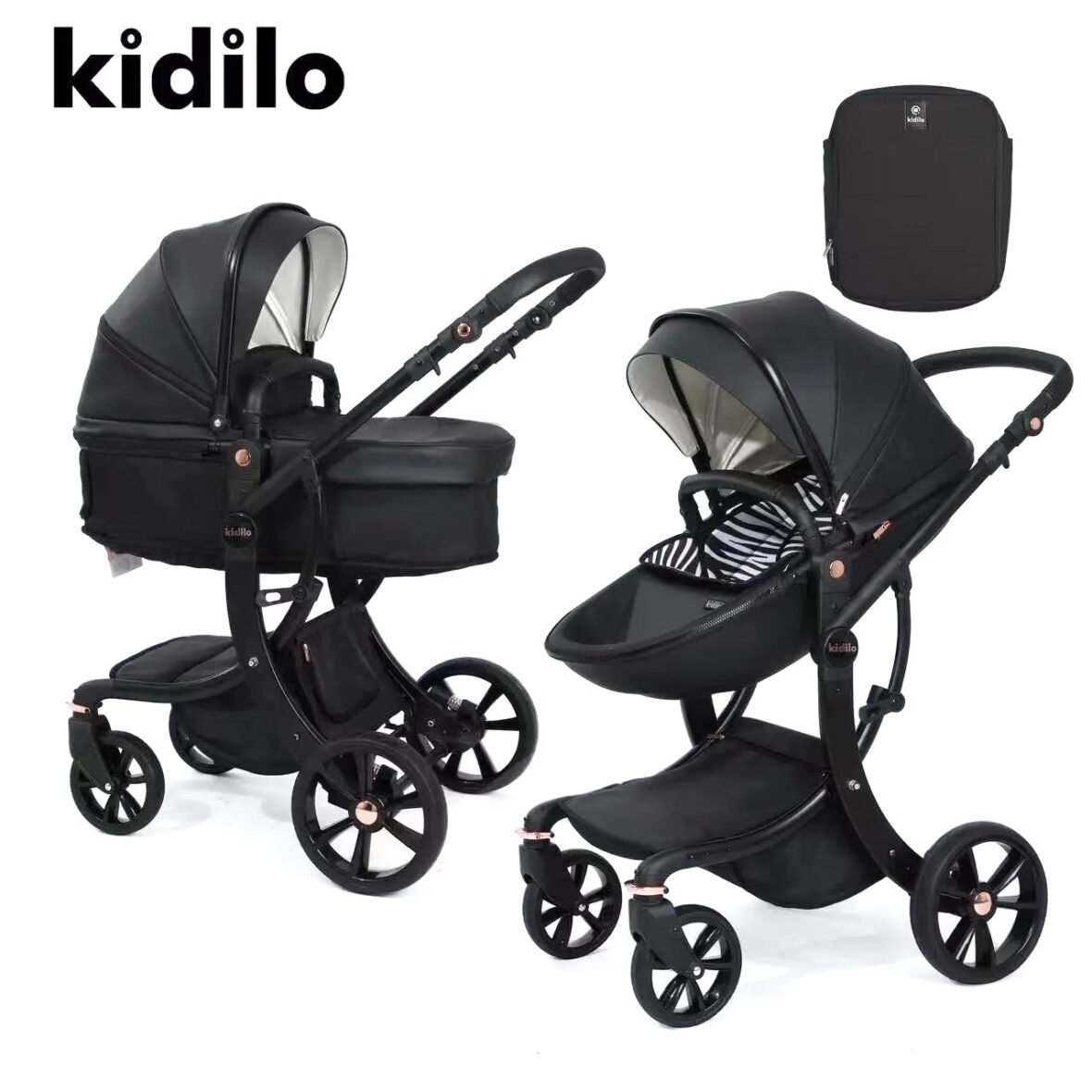 Poussette landau noir – Kidilo