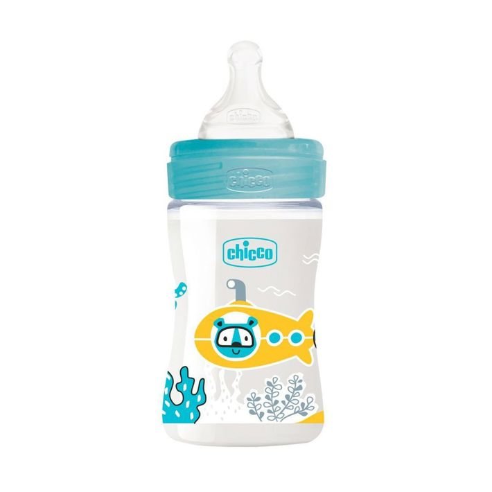 Chicco Biberon Well-Being 150 ml Polypropylène Flux Lent 0m+ Bleu