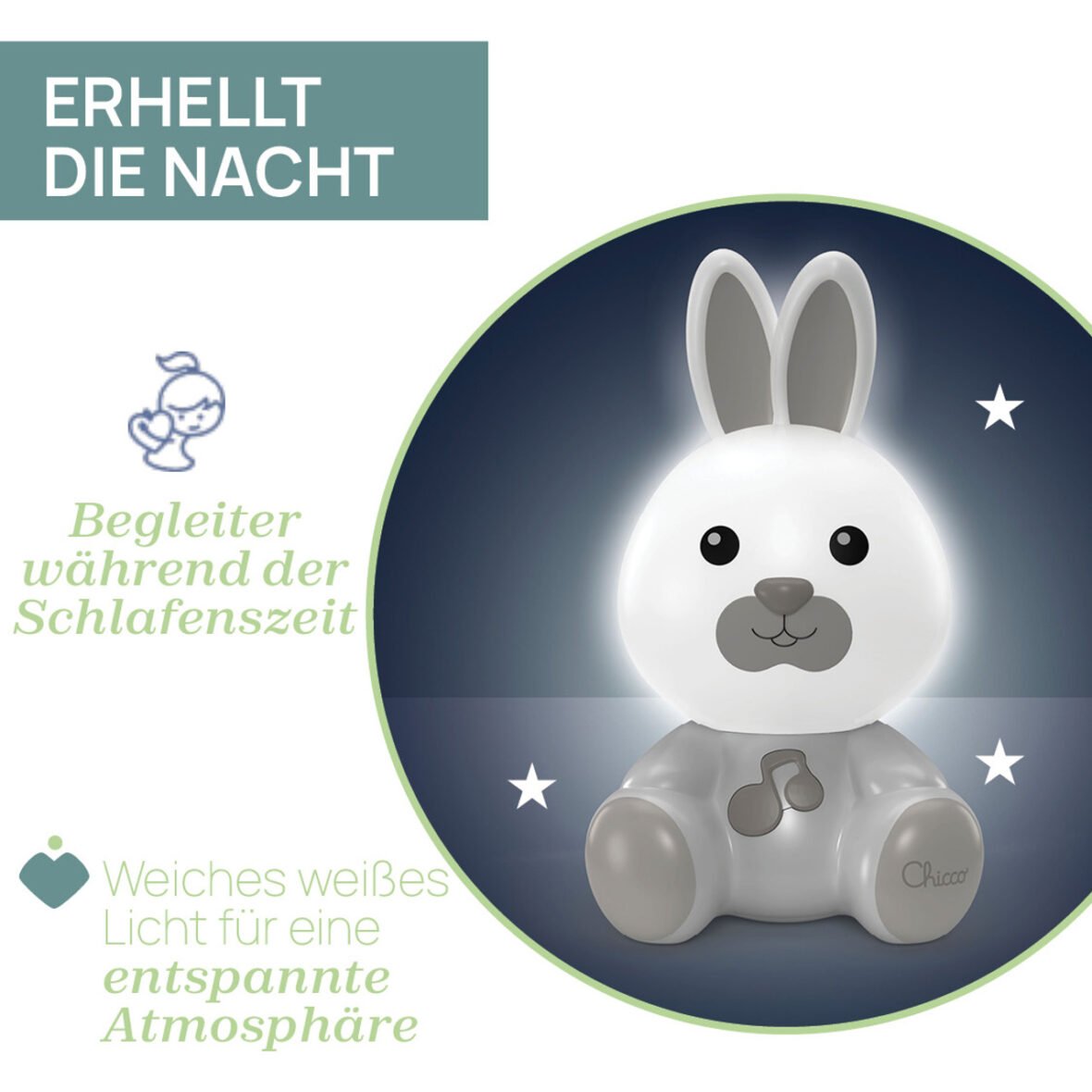 Chicco First Dreams Bunny Dreamlight – Veilleuse musicale portable