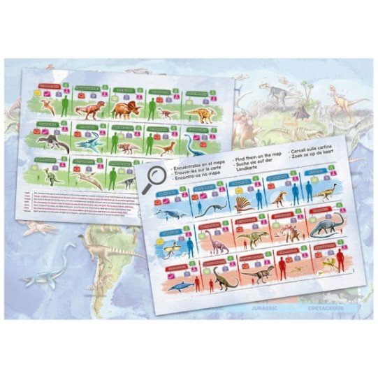 Educa – Puzzle 150 pièces – Mappemonde des Dinosaures