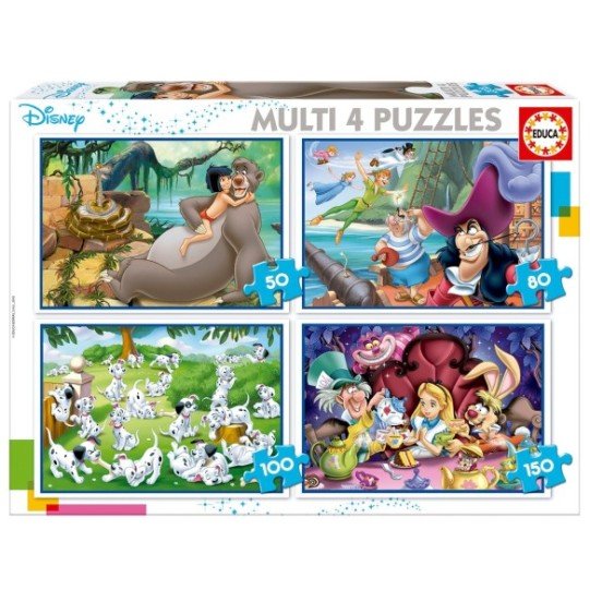 Multi 4 en 1 Classiques Disney – Puzzle progressif 50/80/100/150 pièces