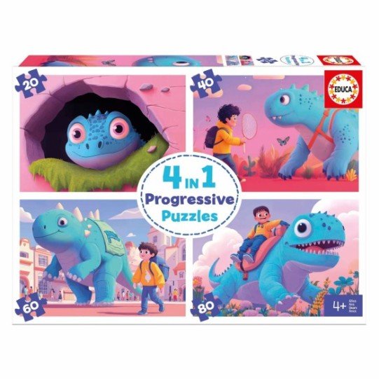 Educa Puzzle Progressif 4 en 1 Simpáticos Dinos 20+40+60+80 pièces