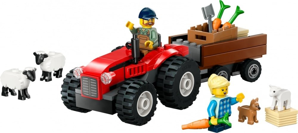 LEGO City 60461 – Tracteur agricole rouge avec remorque et moutons