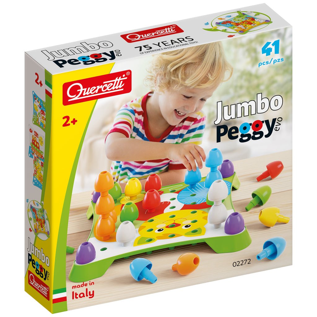 Quercetti Jumbo Peggy Small – Jeu de mosaïque à chevilles 20 pièces