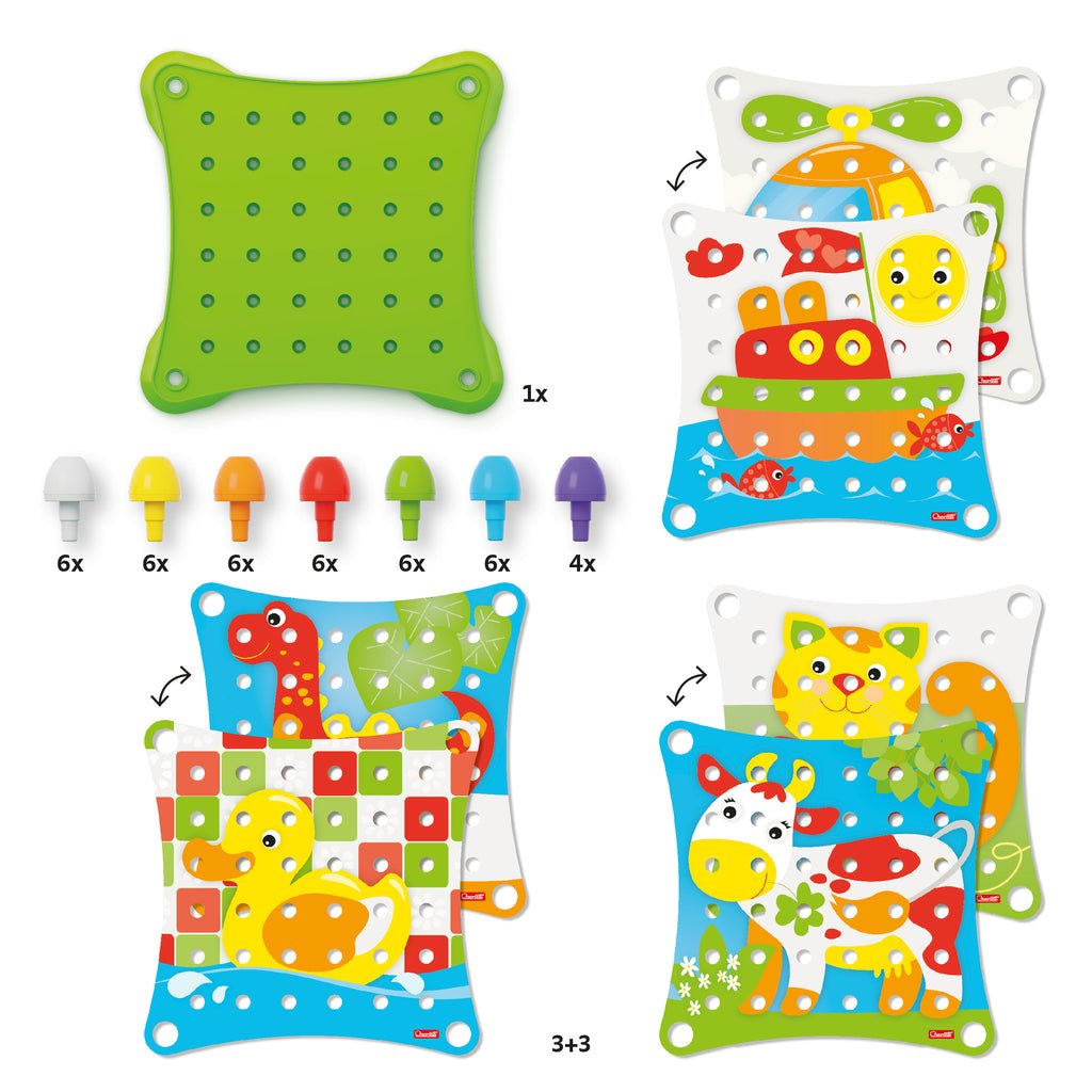 Quercetti Jumbo Peggy Small – Jeu de mosaïque à chevilles 20 pièces