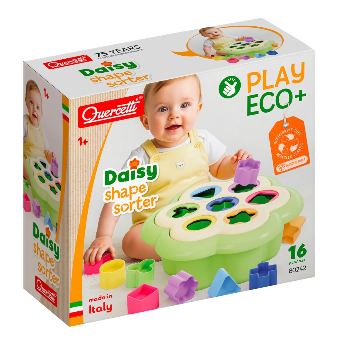 Quercetti — Daisy Shape Sorter Play Eco+, trieur de formes bébé