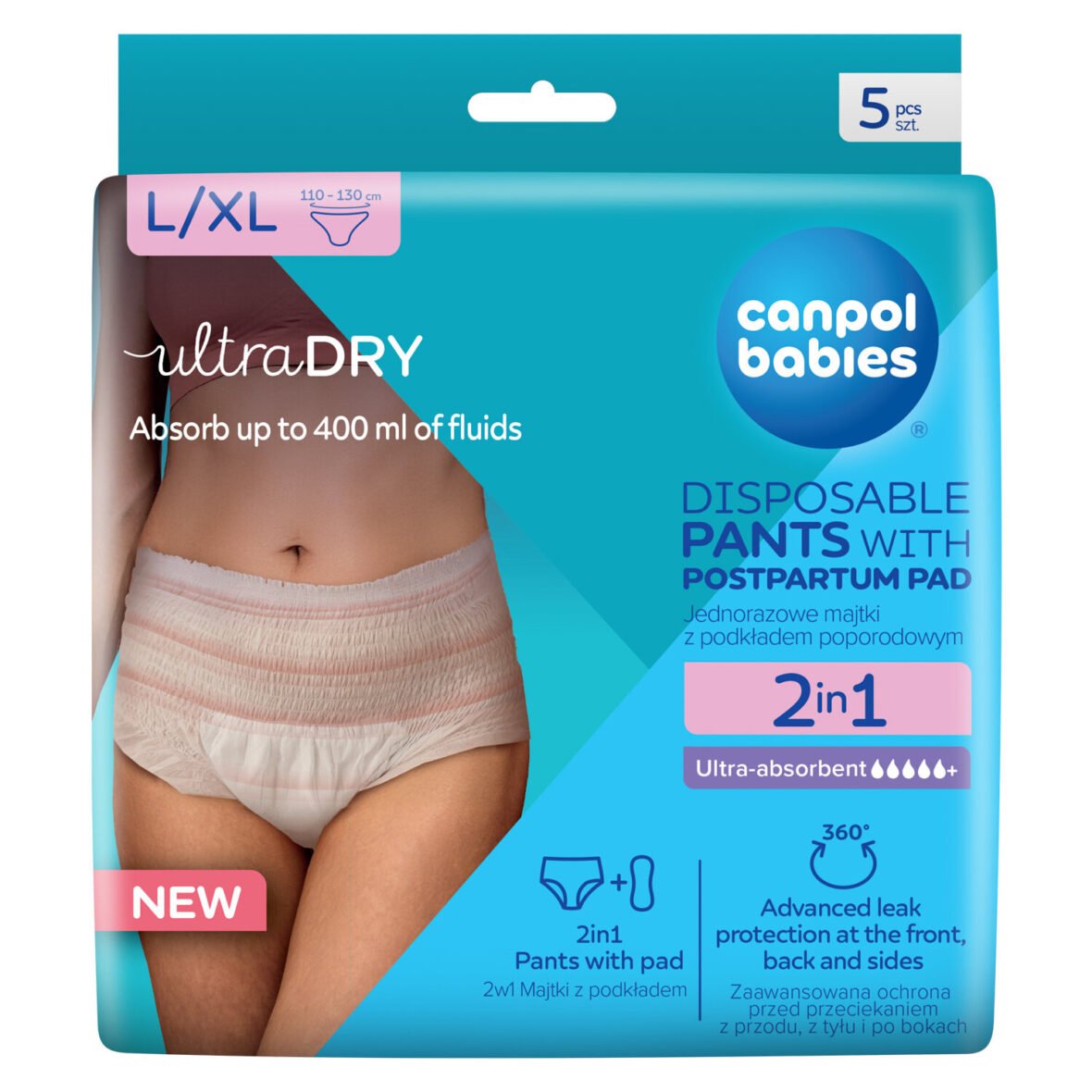 Canpol Culottes post-partum jetables 2 en 1 L/XL, lot de 5