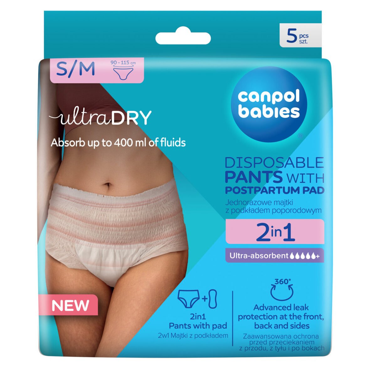 Canpol Culottes post-partum jetables 2 en 1 S/M, lot de 5