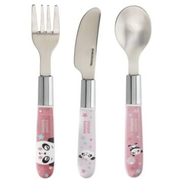 Canpol Set de 3 couverts en inox Exotic Animals rose