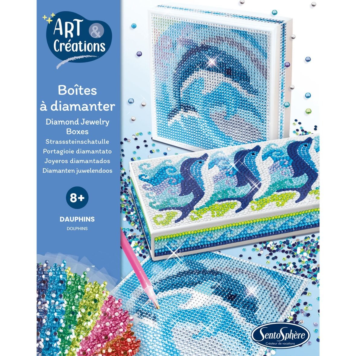SentoSphère Boîtes à bijoux à diamanter Dauphins – vue 3